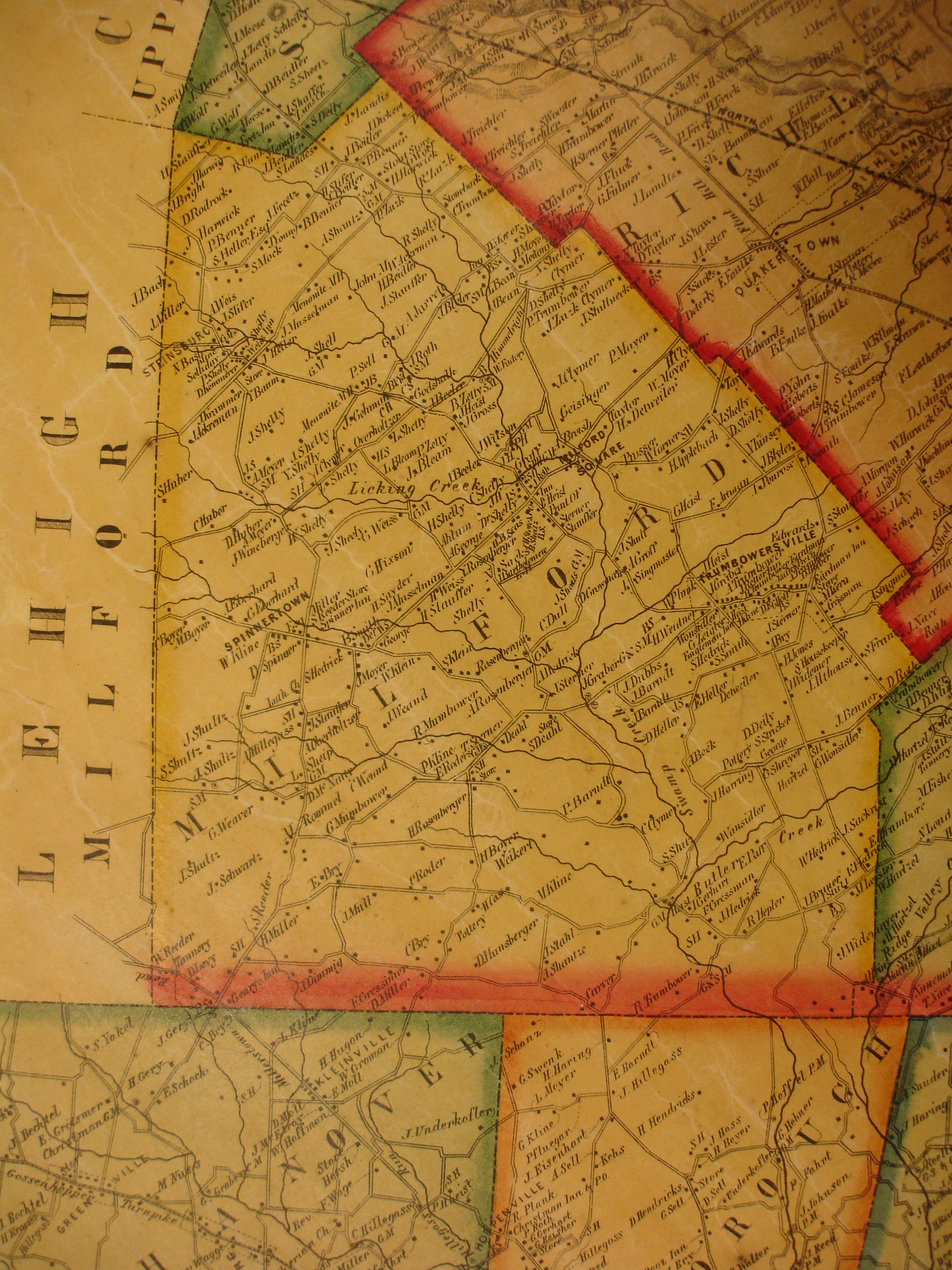 1797 PA MAP Mt Pocono Narberth New Britain Newtown History Pennsylvania SURNAMES 
